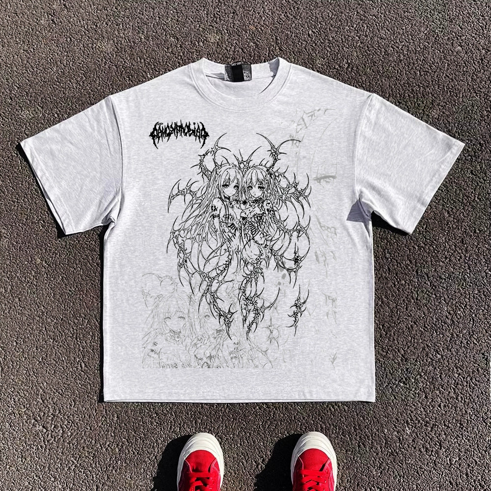 Illustration Print Oversize Short Sleeve T-Shirt WN16702