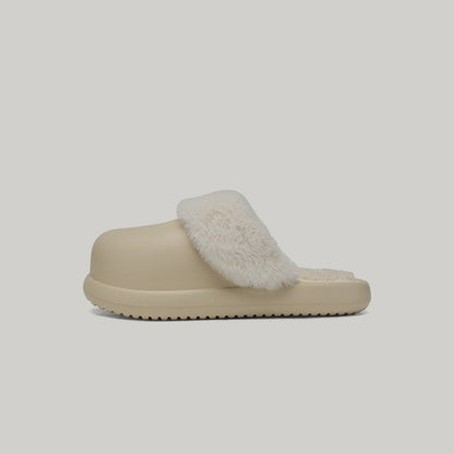 Fake Fur Panel Platform Slip-On Mules WN23455