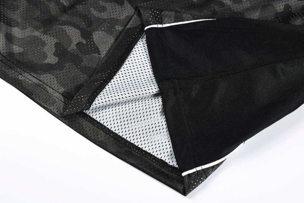 Camouflage Letter Badge Embroidery Contrast Patchwork Oversize Short Sleeve T-Shirt WN27902