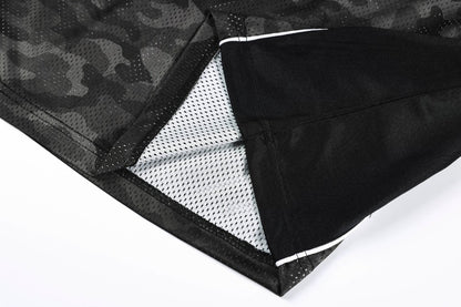 Camouflage Letter Badge Embroidery Contrast Patchwork Oversize Short Sleeve T-Shirt WN27902