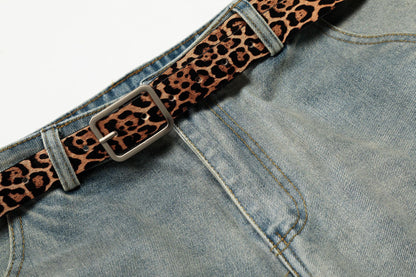 Washed Damage Panel Curved Denim Jeans WN25530