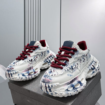 Paint Graffiti Print Chunky Sole Sneakers WN24607