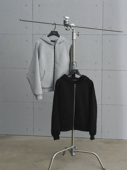 Wrinkle-Resistant Air Layer Ribbed Zipper Hoodie WN17692