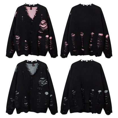 Damage Cutout Knit Sweater WN11444