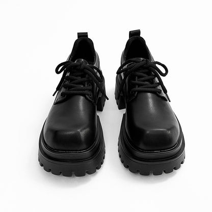 Chunky Platform Square Toe Lace-Up Shoes WN24558