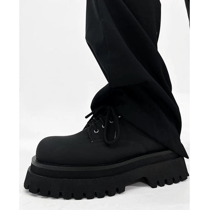 Round Toe Chunky Sole Leather Shoes WN19146