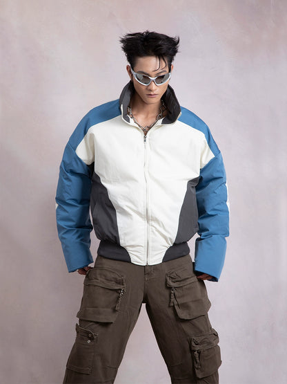 Color Block Stand Neck Thick Puffer Jacket WN9292