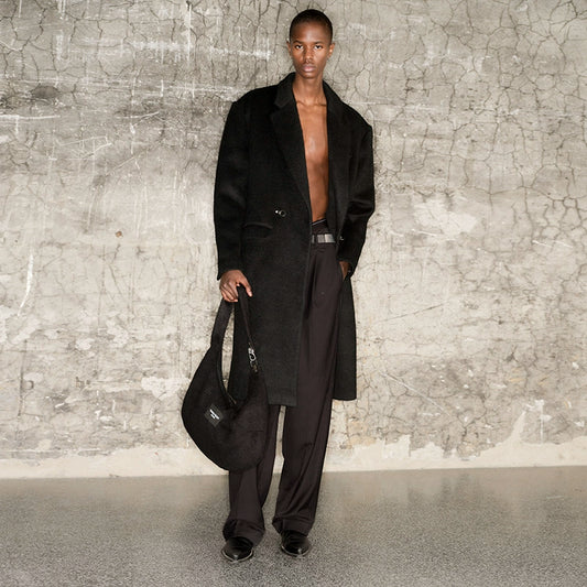 Metal Buckle Shoulder-Pad Coat WN21310