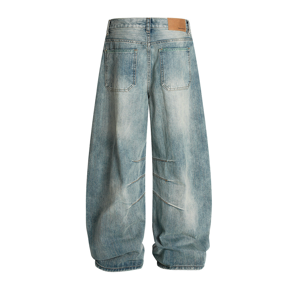 Washed Pleats Curved Denim Jeans WN25533