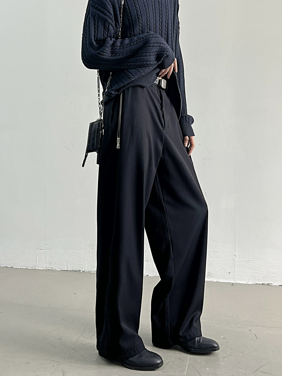 Double-Zipper High-Waist Straight-Leg Trousers WN11654