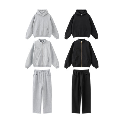 Sporty Zipper Jacket & Hoodie & Sweatpants Setup WN7880