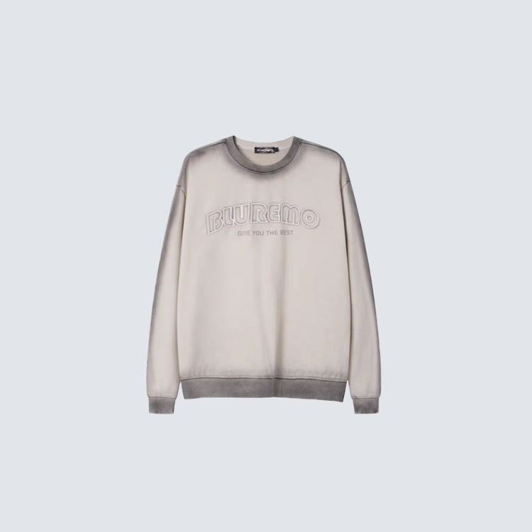 Washed Gradient Letter Embroidery Sweatshirt WN28116