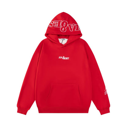 Contrast Letter Embroidery Fleece Hoodie WN24466