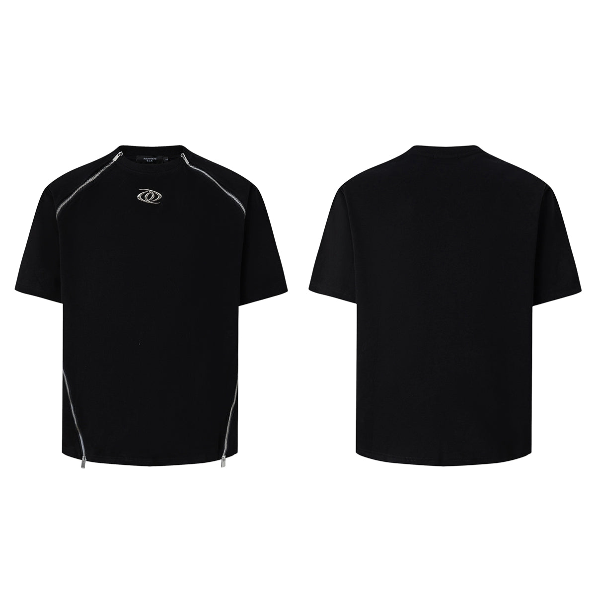 Zipper Design Shoulder-pad Short Sleeve T-Shirt WN20351