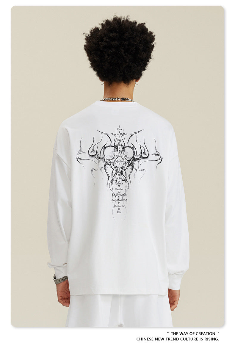 Water Washed Print Long Sleeve T-Shirt WN7883