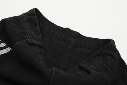 Deconstructed Three-Stripe Curved Wide Leg Denim Jeans WN25738