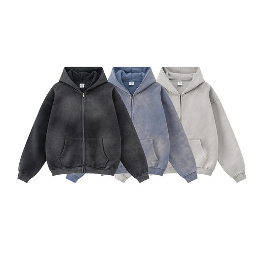 Washed Lining Zipper Hoodie WN7838