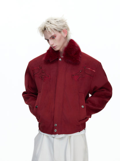 Vintage Suede Fake Fur Wide Jacket WN22660