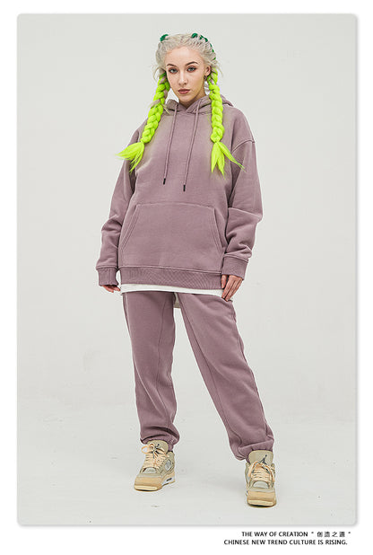 Fleece Lining Oversize Hoodie & Fleece Lining Sweatpants Setup WN9931
