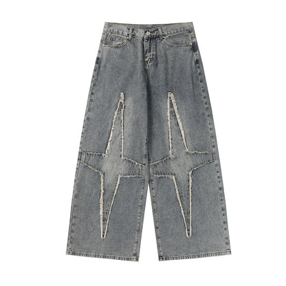 Panel Design Wide Leg Denim Jeans WN25497