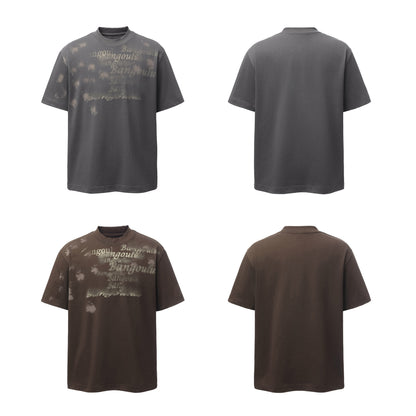 Bleach Washed Logo Print Short Sleeve T-Shirt WN25555