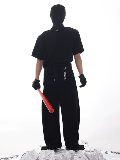 Plain Design Short Sleeve T-Shirt & Sporty Sweatpants Setup WN18617