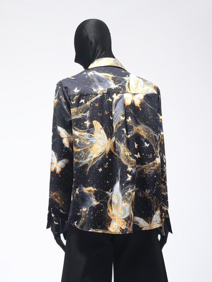 Rhinestone Butterfly Design Long Sleeve Shirt WN23762