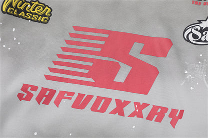 Letter Print Fleece Oversize Pullover Hoodie WN11195