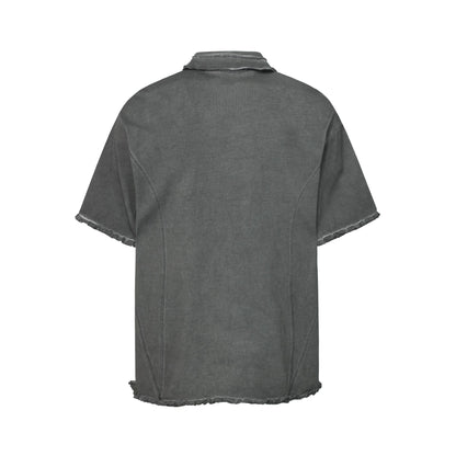 Lapel Wash Stain Short Sleeve Polo Shirt WN25637