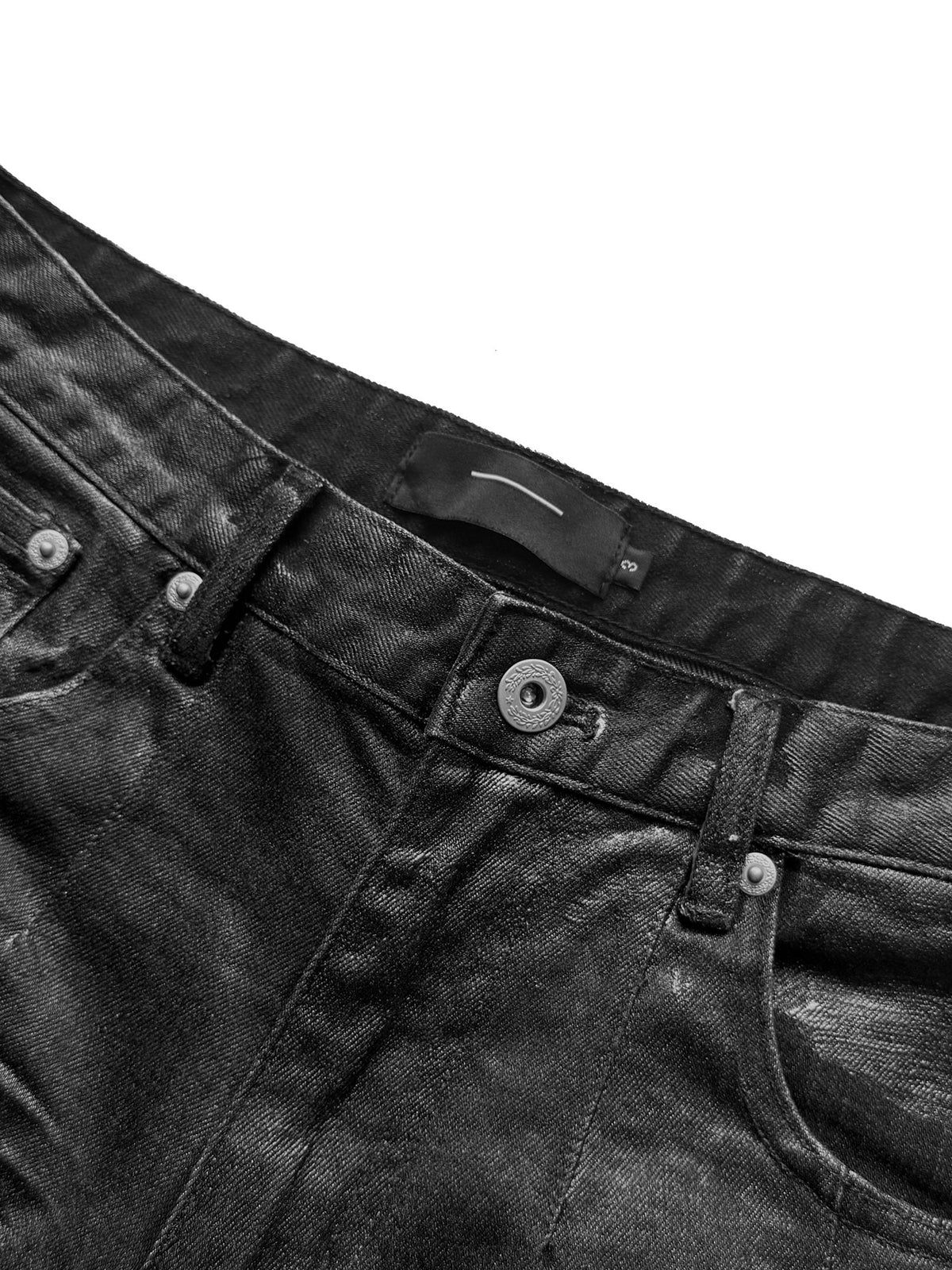 3D Whisker Pleats Coating Straight Denim Jeans WN27075