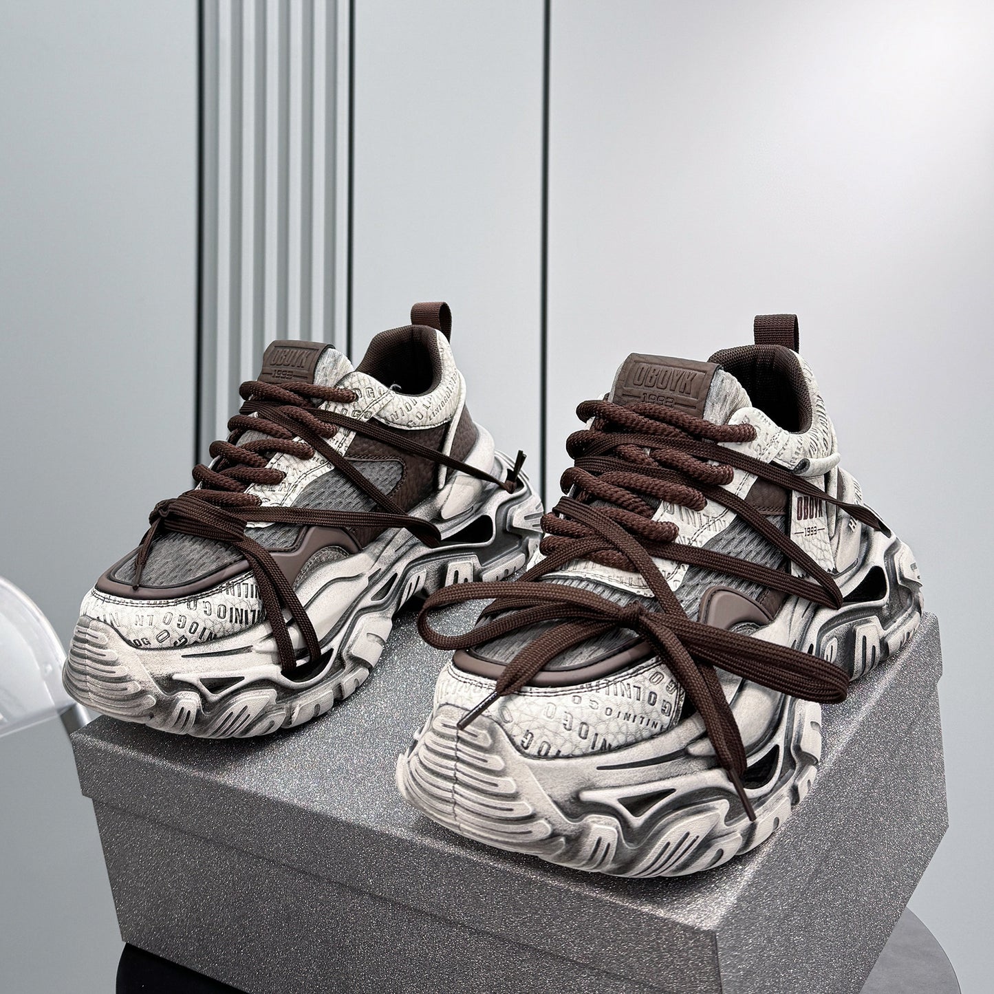 Graffiti Print Panel Chunky Sole Sneakers WN24603