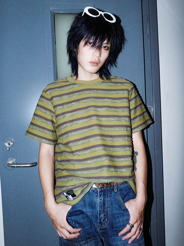 Oversize Stripe Long Sleeve T-Shirt & Short Sleeve T-shirt WN16063