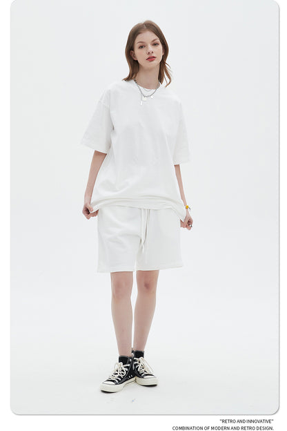 Oversize Washed Short-sleeve-T-shirt & Washed Short Sweatpants Setup WN6633-K