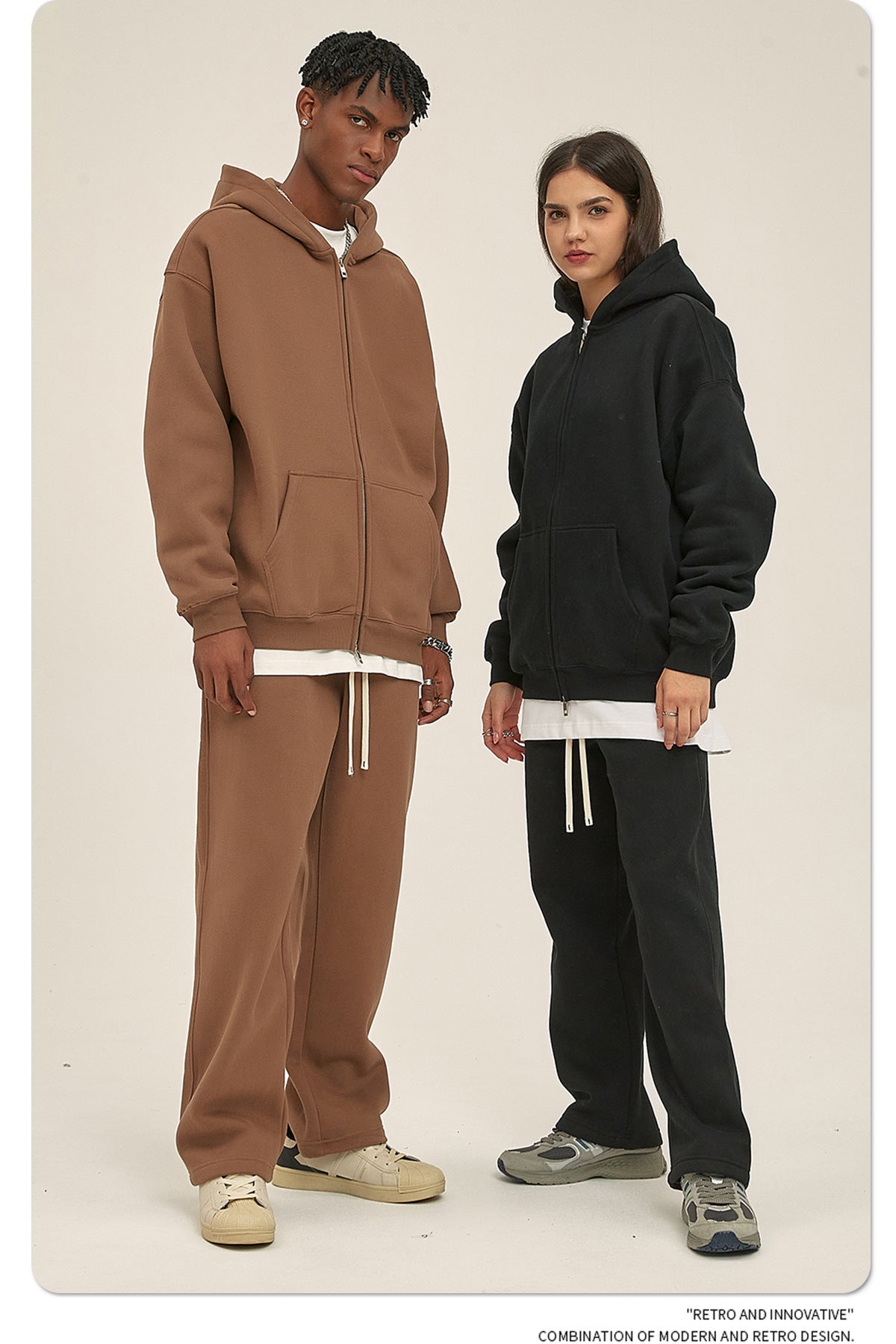 Oversize Heavyweight Zipper Hoodie & Heavyweight Sweatpants Setup WN6640