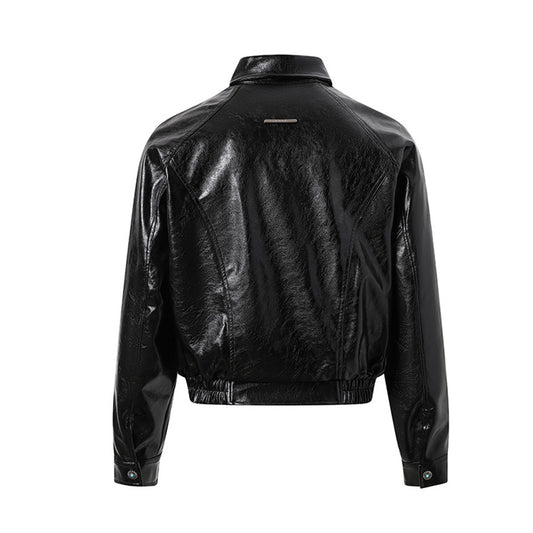 Shiny Zip-Up PU Leather Jacket WN23071