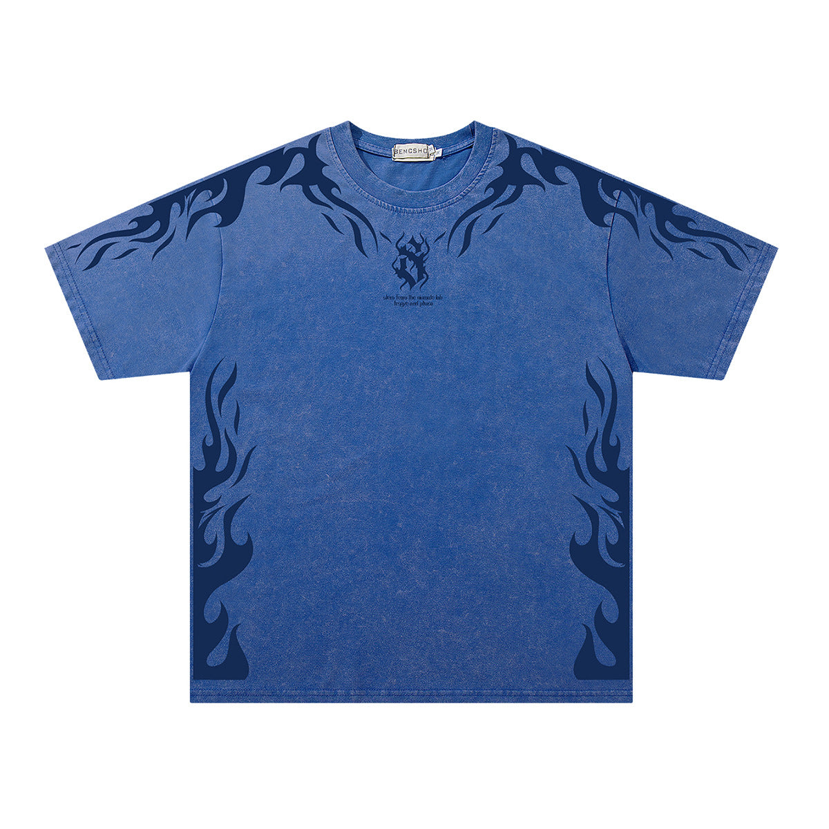 Washed Flame Print Oversize Short Sleeve T-Shirt WN26907