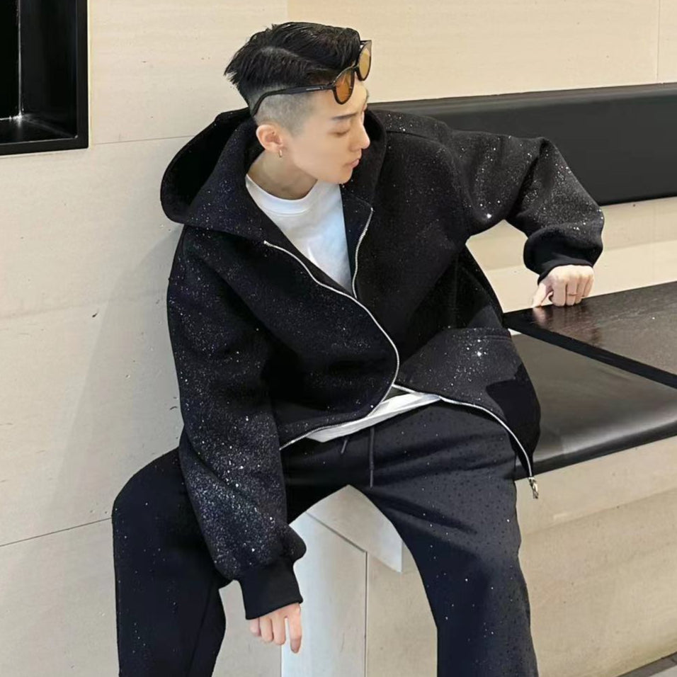 Sequin Galaxy Heavyweight Oversize Zipper Hoodie WN20689