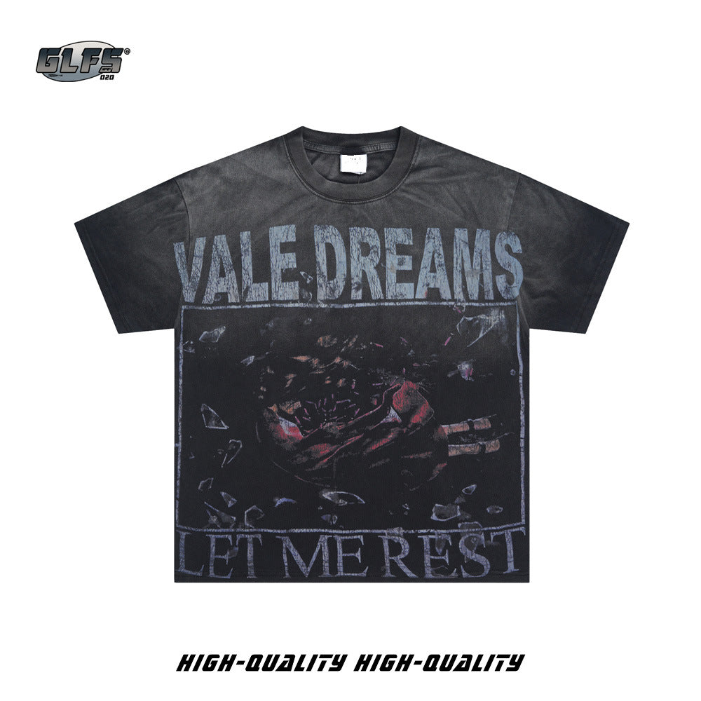 Washed Broken Heart Print Short Sleeve T-Shirt WN26437