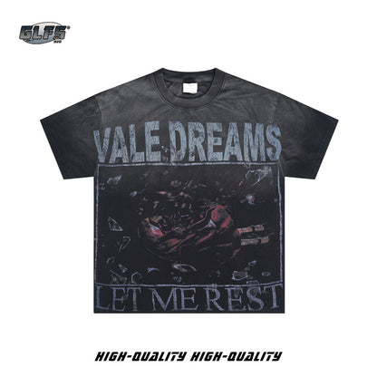 Washed Broken Heart Print Short Sleeve T-Shirt WN26437