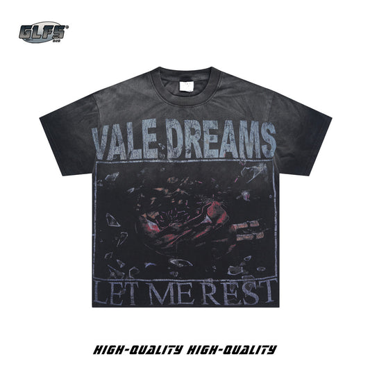 Washed Broken Heart Print Short Sleeve T-Shirt WN26437
