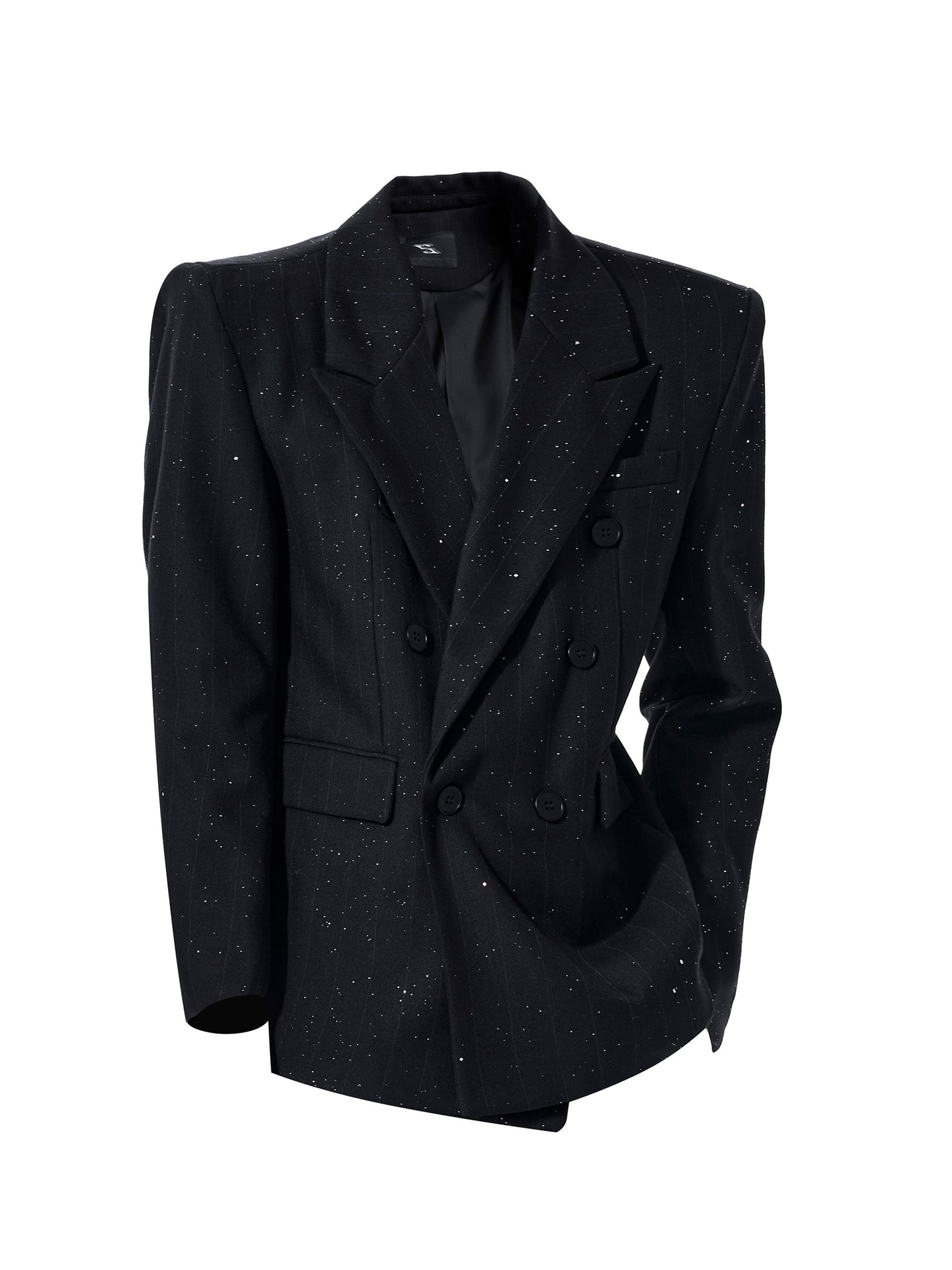 Star Pattern Double-Breasted Shoulder-Pad Tailored Jacket & Trousers Setup WN23285