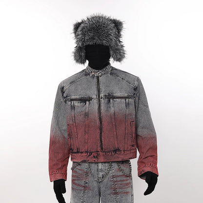 Gradient Design Denim Jacket & Zipper Design Denim Jeans Setup WN18608