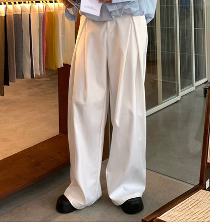 Structured Pleats Draped Wide Leg Trousers WN25256
