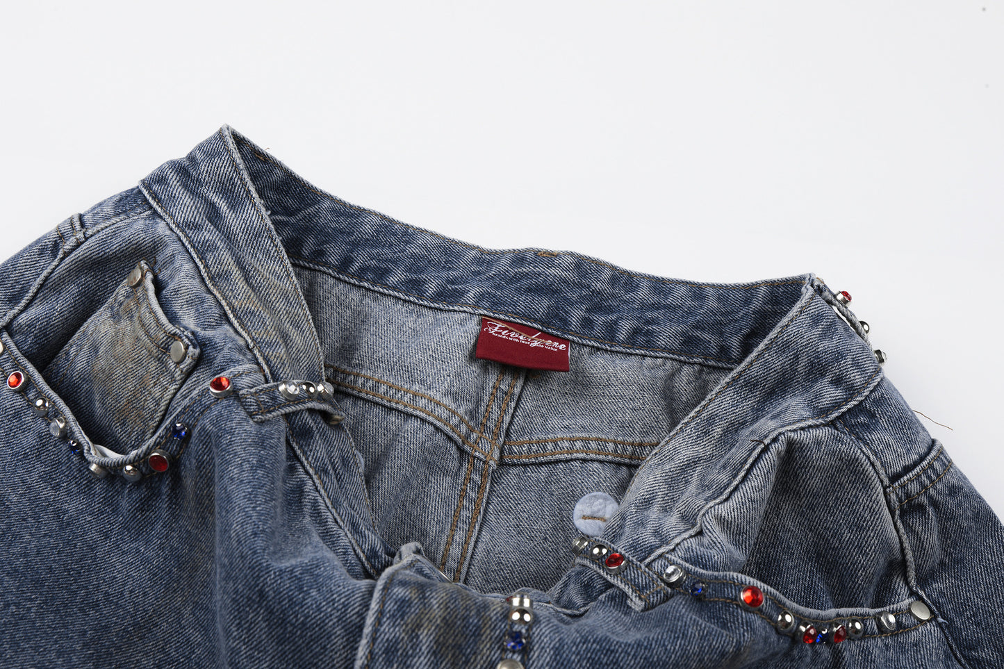Washed Paint Damage Wide Leg Denim Jeans WN25394