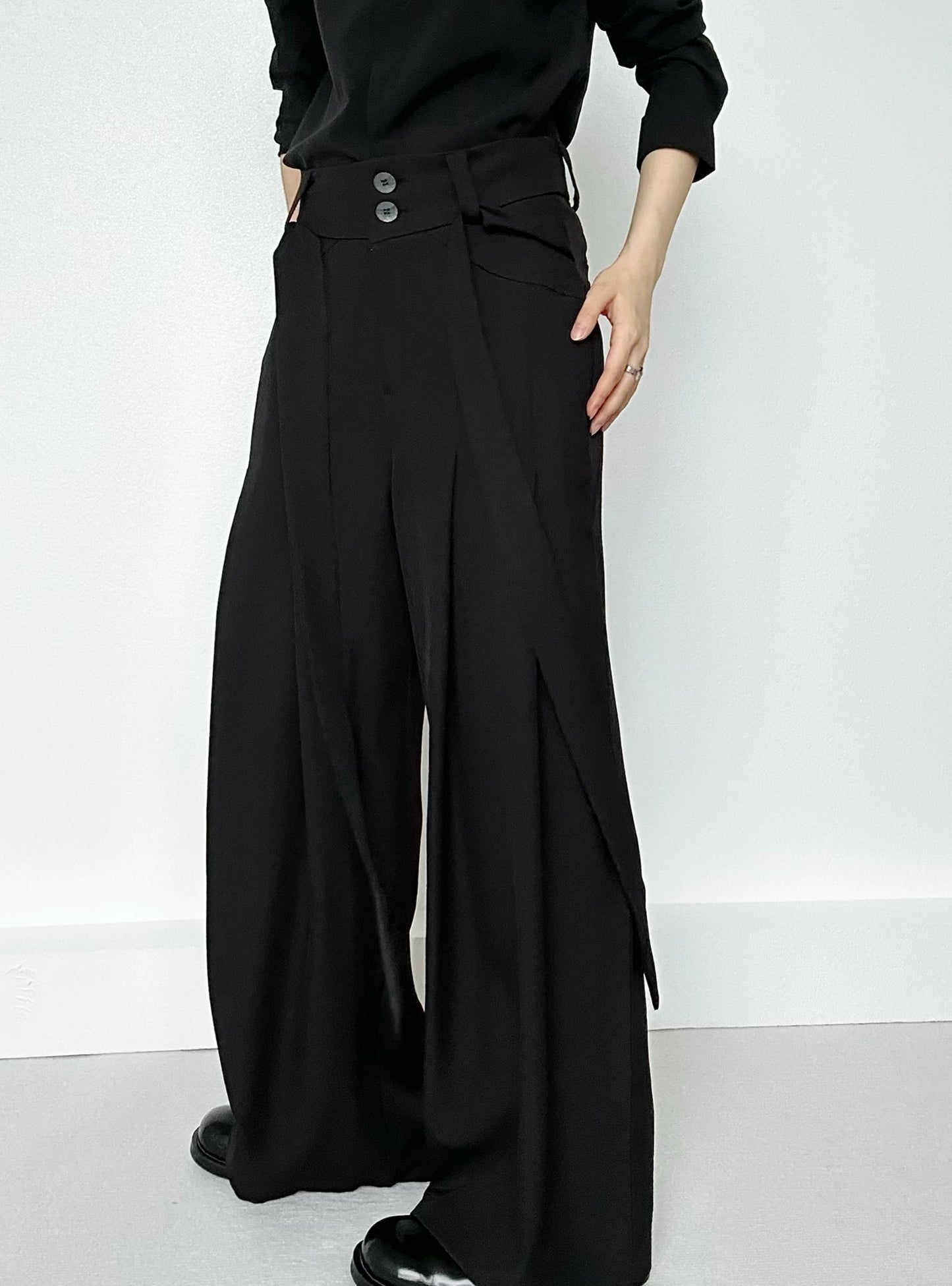 Strap Design Wide Leg Trousers WN19672