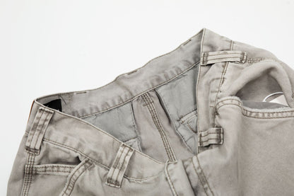 Washed Multi-Pocket Wide Leg Cargo Pants WN25852