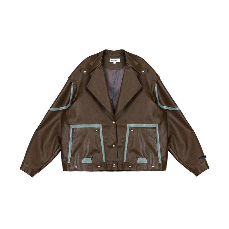 PU Leather Jacket & Bicolor PU Leather Pants Setup WN18965