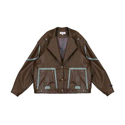 PU Leather Jacket & Bicolor PU Leather Pants Setup WN18965