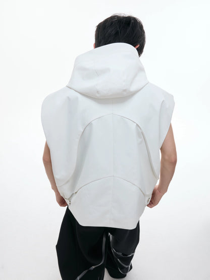 Metal Buckle Hooded Sleeveless Vest & Pants Setup WN18397