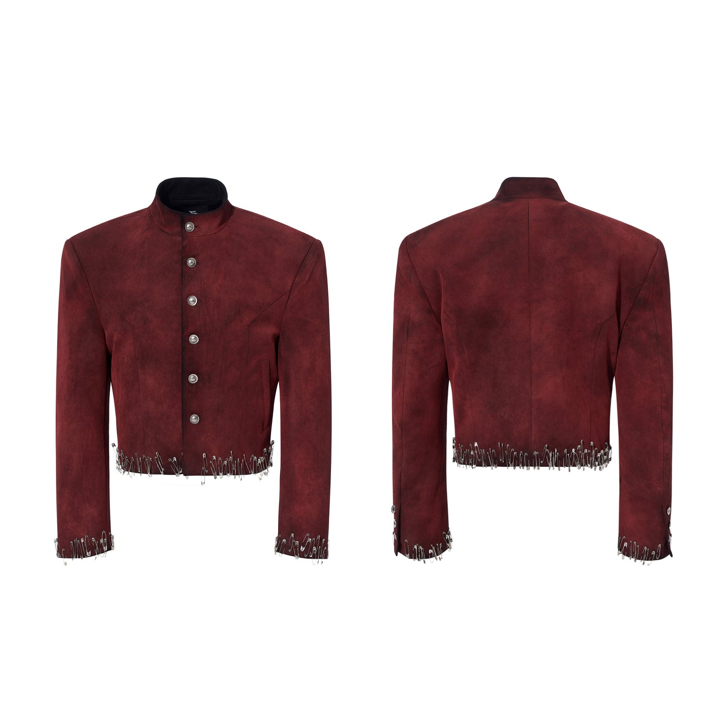 Suede Paint Safety Pin Design Jacket WN23259